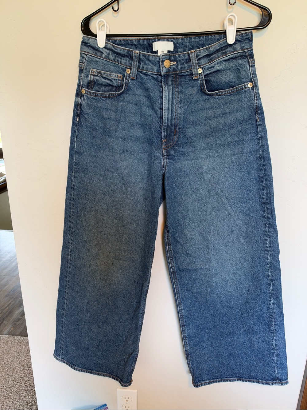 H&M Women’s Wide Leg High Waisted Blue Denim Jeans Size 8